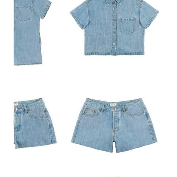 New Parke Light Wash Baggy Denim Shorts Size 29 Cut Offs - Picture 6 of 9